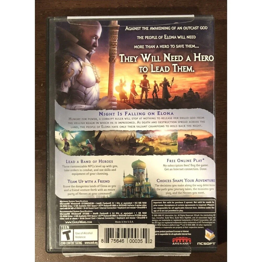 Guild Wars Nightfall PC Game: Epic Fantasy MMORPG Adventure Online Poster CD-ROM